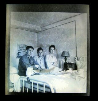 1940s Photo Negative War Hospital Nurse Soldier Patients Bed Wwii? 2.  3 X 2.  5 I