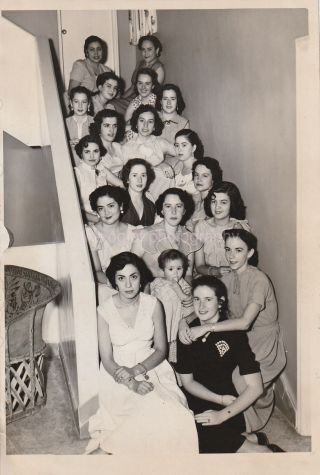 Staircase Girls 5 X 7 Found Photo Vintage B,  W Portrait 810 32 T