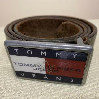 Ultra Rare Vtg Holographic Tommy Hilfiger Brown Leather Belt • Men’s 36 • 41.  5”