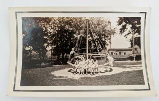 Vintage Photo School Playground Happy Children Playing On Jungle Gym - 1930 