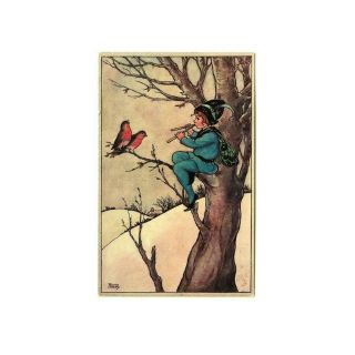 Rare Antique 1910s Florence Hardy Christmas Postcard Raphael Tuck Fairy Robin