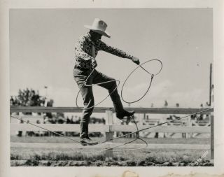 1940s/50s Photo Cowboy Does Rodeo Tricks From Stanger 