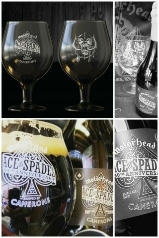 Motorhead Ace Of Spades 40th Anniversary Beer Glass And Collectors Bottle.  Rare