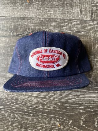 Vintage Tonkin Peterbilt Of Eastern Virginia Trucker Snapback Hat Denim Rare