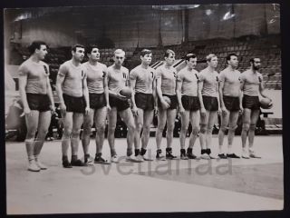 1959 Sports Volleyball Handsome Men Athletes Muscle Physique Ussr Vintage Photo