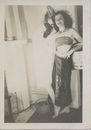 Vintage Photo.  Sexy Woman In Sarong.