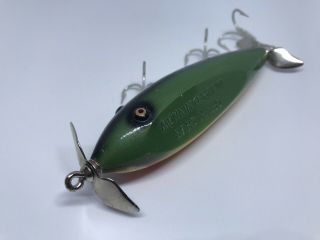 Vintage Creek Chub Injured Minnow Plastic Fishing Lure.  Rare 1500 Green Color
