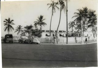 2 Vintage Photo Miami Beach Florida Fl Army Air Base Soldiers Chow Line 1944