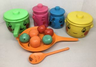 Rare Vintage Marx Toys Kids Pot & Pans Playset 1960’s Plastic 12 Pc Dish Set