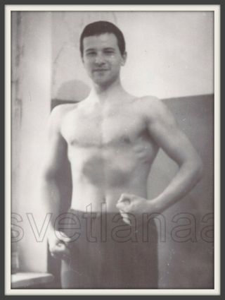 Athlete Sports Jock Handsome Shirtless Man Muscle Bulge Physique Old Photo Gay