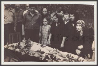 Funeral Post Mortem Dead Woman In Coffin Girls Boy Cemetery Soviet Vintage Photo