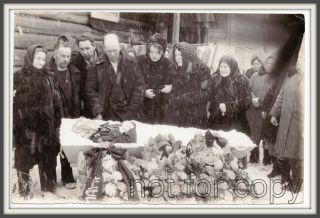 Snow & Rain Country Funeral Post Mortem Dead Coffin Women Crying Ussr Old Photo