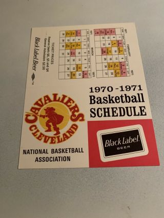 1970 71 Cleveland Cavaliers Pocket Schedule First Year Rare