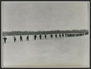 Skiers Snow Road Silhouettes Light Shadow Sport Ussr Unusual Abstract Old Photo