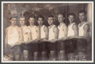 40s Sports Team Athletes Handsome Young Men Guys Unusual Pose Ussr Antique Photo