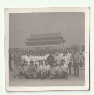 Cute Red Guards Girls Tiananmen Group Photo China Cultural Revolution Armband