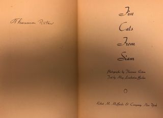 Signed By Thurman Rotan - Five Siamese Cats - 1st Ed.  (1935) Rare Photography