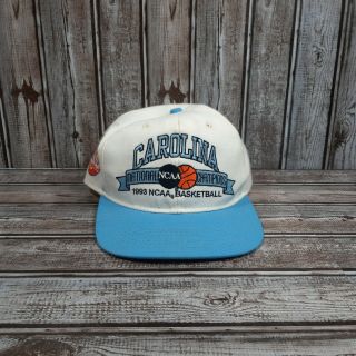 Rare Vtg 1993 North Carolina Tarheels Snapback Hat Cap Unc White Ncaa Champions