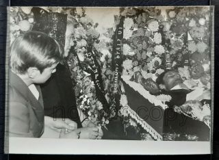 Funeral Dead Man Coffin Post Mortem Mourning Wreaths Ussr Vintage Photo