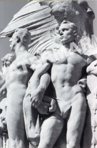 Gay Interest,  Two Men Arms Wrapped.  Statue,  Washington,  Dc.  Detail Bw Photo 589