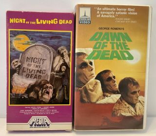 Night Of The Living Dead Plus Dawn Of The Dead Rare Vhs V/g W/free Ship