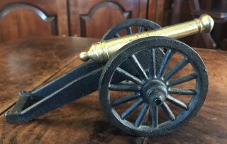 Vintage 8” Signal Cannon Brass Metal Toy Rare Soldier Howitzer Artillery Black