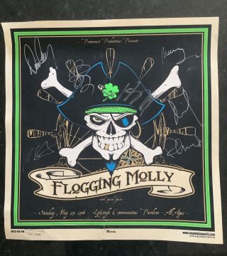 Rare Flogging Molly 2006 Concert Poster Signed By Dave King And 6 Band Members.