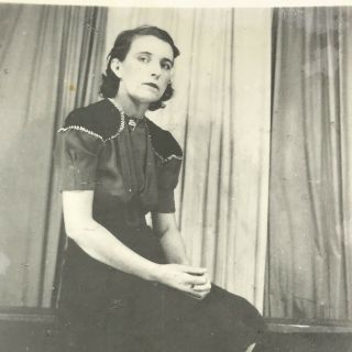 Vintage Black And White Photo Reprint 1940s 1950s Woman Sitting Posing 2.  5 X 3.  5