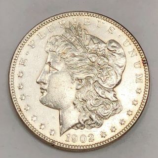 1902 - P Uncirculated Bu Rare Date Morgan Silver Dollar 90 Silver Coin Us F169