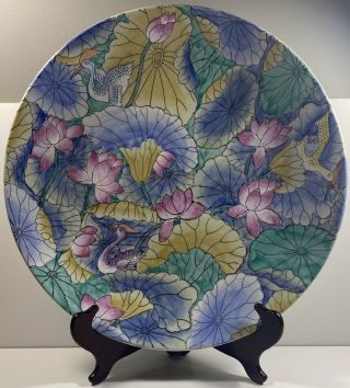 Frederick Cooper Plate Water Lily Floral Birds Chinoiserie Bowl Rare