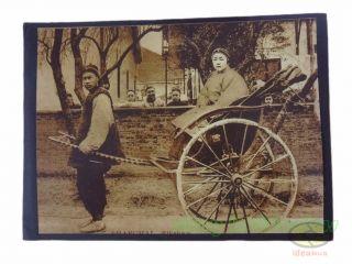 Matted 8 " X6 " Old Photograph Rickshaw Puller In Shanghai Qing Dynasty China 1900s