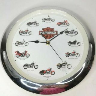 Rare Harley Davidson Motorcycle Wall Clock 14” Motor Revving 12 Sounds See Video