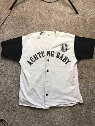 Vintage 1992 U2 Band Achtung Baby Baseball Jersey Osfa Button Rare L Tour Shirt