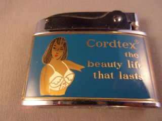 Cordtex Elliptic Bras Flat Two - Sided Advertising Lighter Great Graphics Rare