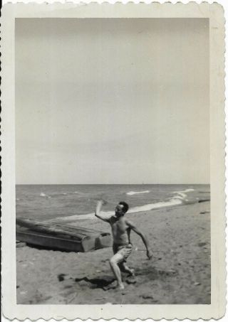 2 Vtg Abstract Photos Man Running On Beach Woman Back To Camera Conneaut Ohio Oh
