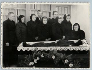 1980s Funeral Post Mortem Dead Woman In Coffin Peasant Mourning Ussr Old Photo