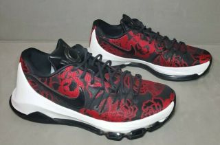 Rare Nike Kd8 Ext Floral Finish - Black Gym Red White 806393 - 004 Size 8 Mens