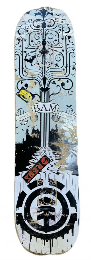Vintage Element Bam Margera Logo Castle/ Bats Skateboard Deck 8in X 31in Rare