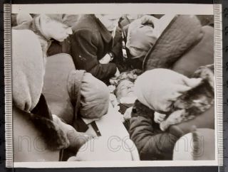Post Mortem Funeral Dead Man Coffin Women Crying Cemetery Soviet Vintage Photo