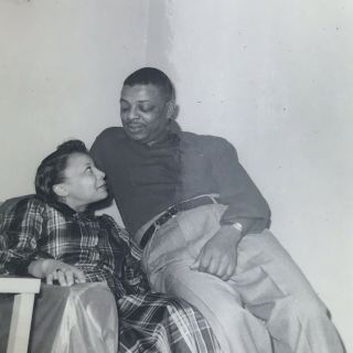 Vintage Black And White Photo African American Couple Man Woman Sitting