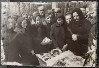 Post Mortem Funeral Dead Man Coffin Cemetery Soviet Russian Vintage Old Photo
