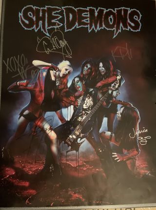 She Demons Band Signed Hellfire Heart Jerry Only Rare Poster