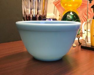 Rare Vintage Pyrex Solid Blue Delphite Milk Glass 401 1.  5 Pt Mixing Nesting Bowl