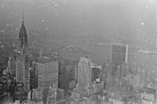Vtg 1950s 35mm Negative Nyc Aerial Shot Chrysler Building Skyscrapers 627 - 32