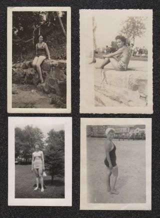 Lqqk 4 Vintage 1940s - 60s Originals,  A Few Lovely Swimsuit Girls Next Door 1