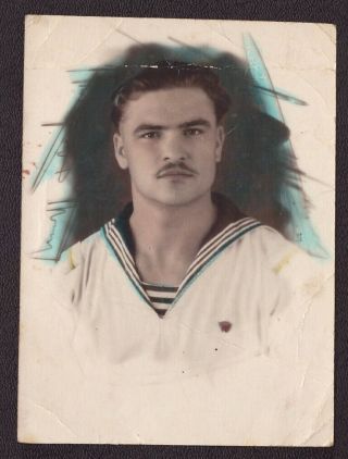 Old Vintage Military Soviet Army Photo Handsome Sailor Young Men Lovable Guy