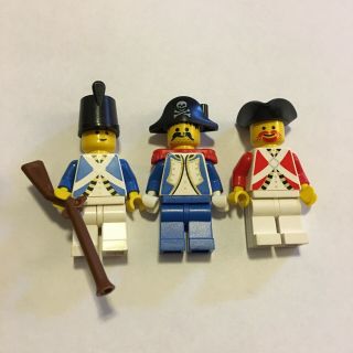 Vintage Lego Pirates Blue Coats Imperial Soldiers Minifigures With Captain Rare