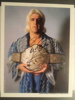 Vintage Wrestling Autographed Promo Of Ric Nature Boy Flair Rare Signed Photo