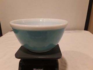 White Rim Turquoise Blue Americana Mixing Bowl 402 Rare Vintage Pyrex