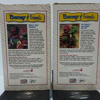 2 Rare Barney & Friends VHS: What ' s That Shadow & My Family ' s Just Right For Me 2